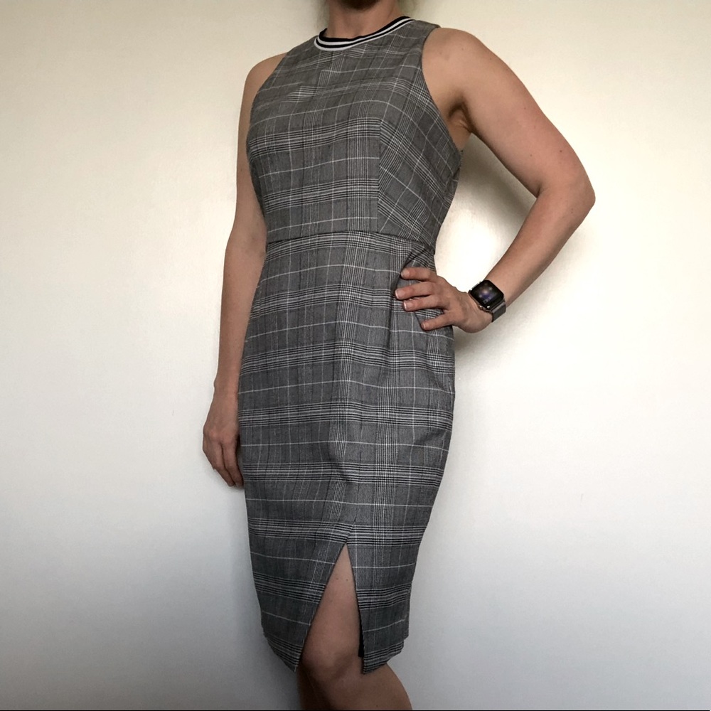 Banana republic black and white plaid work dress.